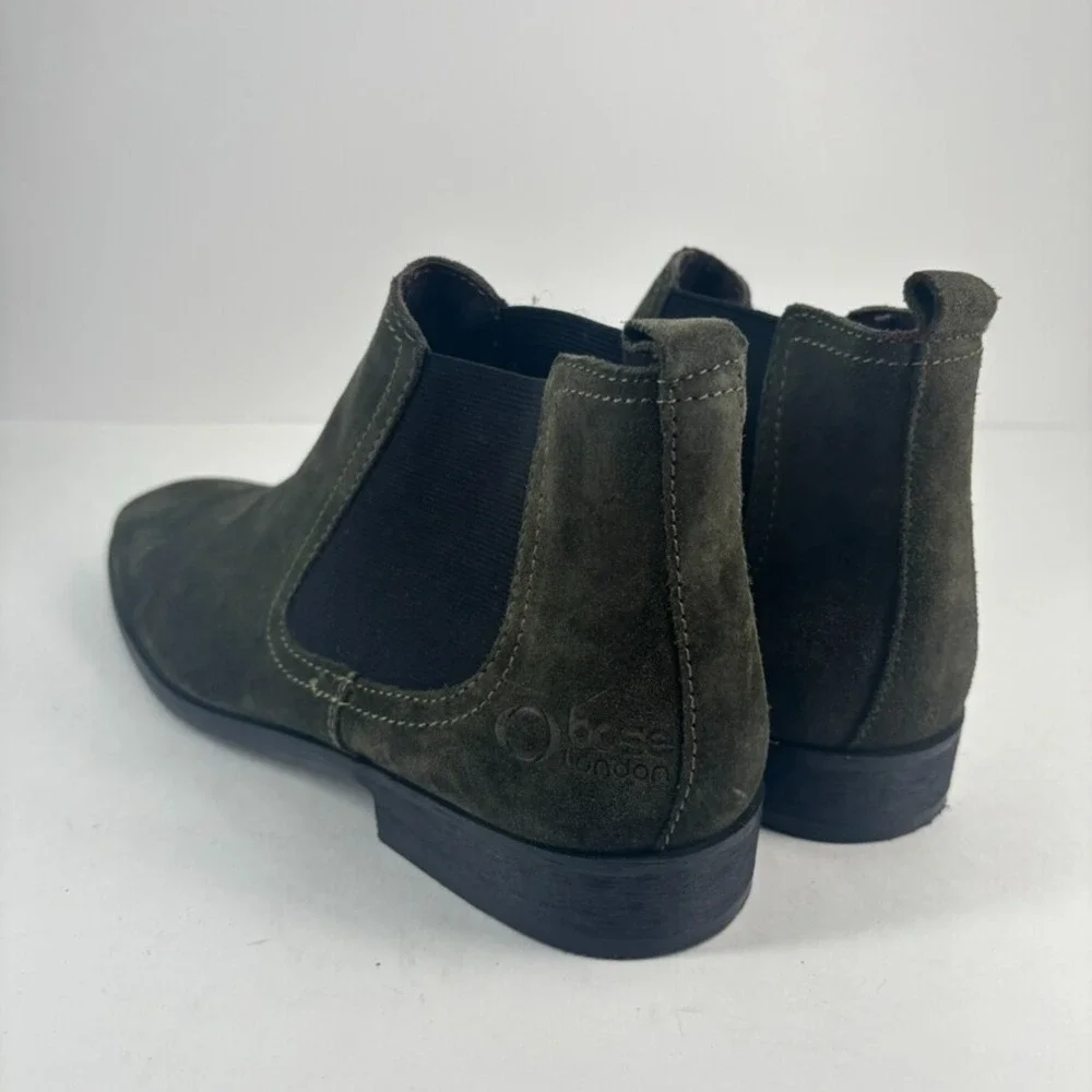 Base London Men's US 7 Saffron Suede Chelsea Pull-On Low Heel Casual Ankle Boots